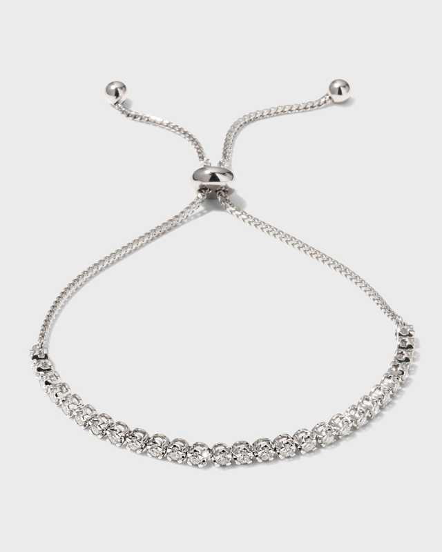 18k White Gold Bolo Bracelet w/ Diamonds
